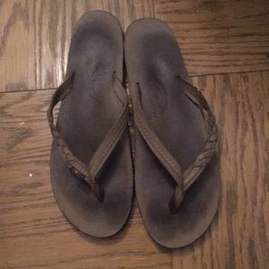 Rainbow Sandals braided strap tan size Large